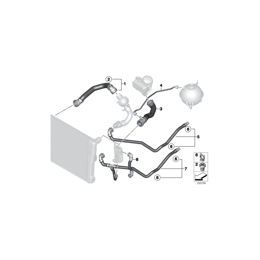 Genuine BMW 17127646158 F25 Coolant Hose (Inc. X3)