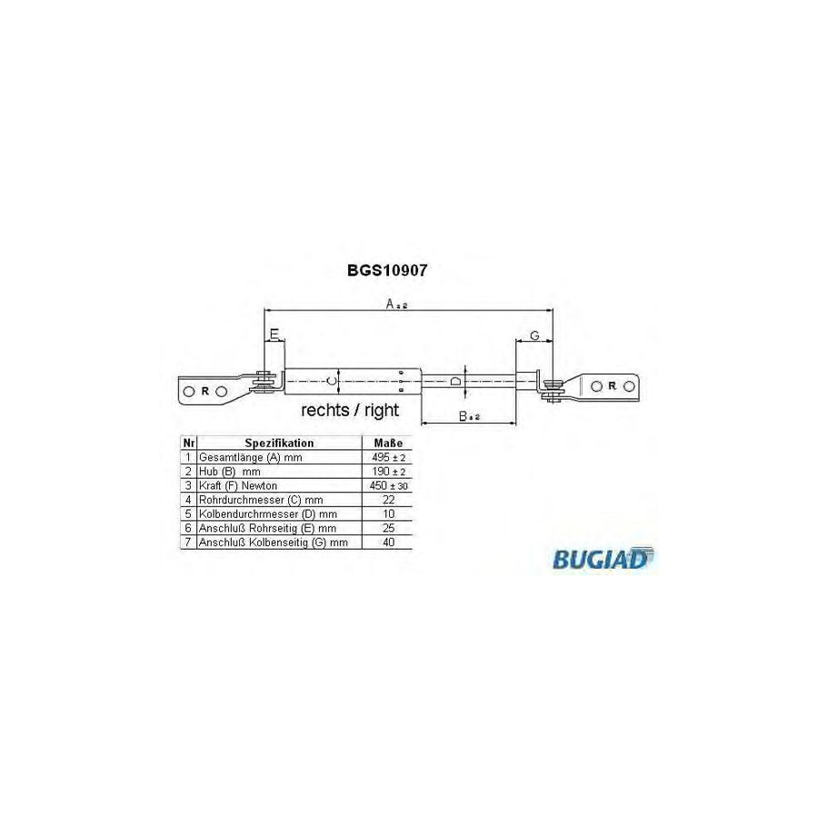 BUGIAD Bgs10907 Tailgate Strut for Mazda Premacy (Cp)