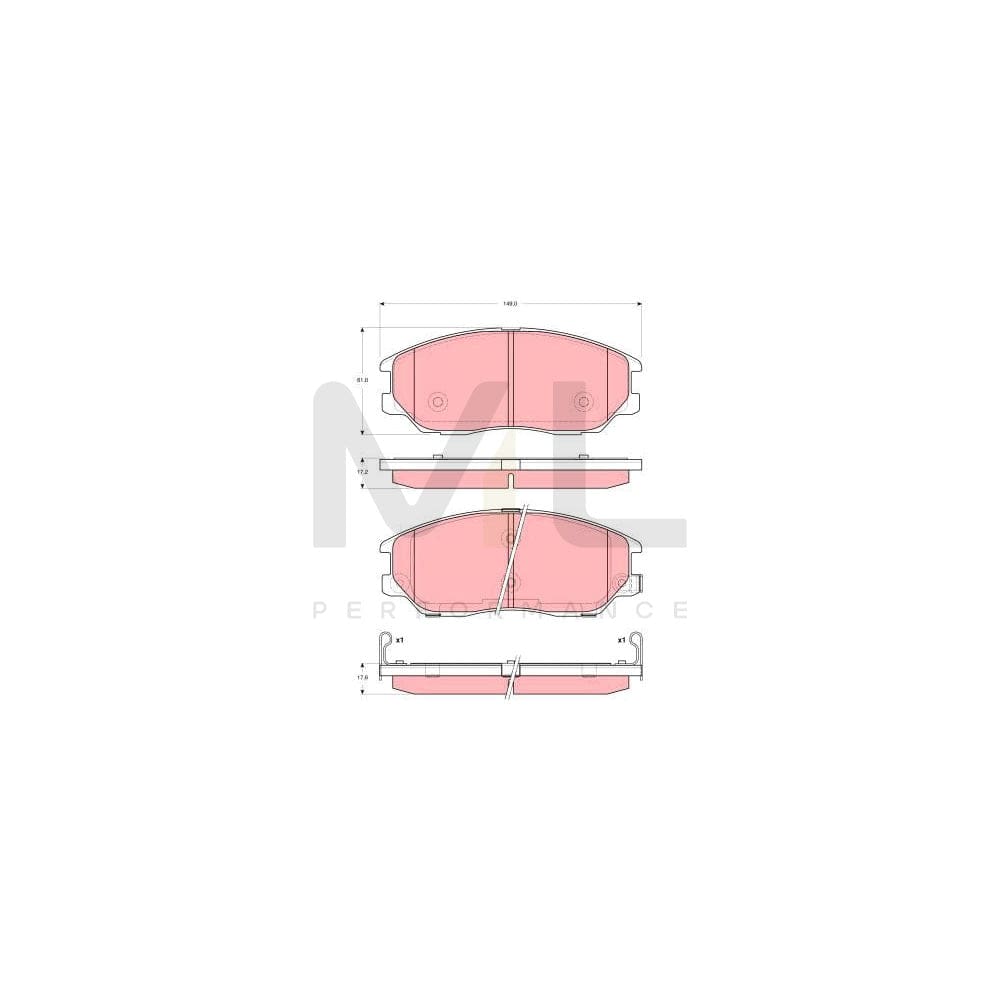 TRW Gdb3360 Brake Pad Set With Acoustic Wear Warning, With Accessories