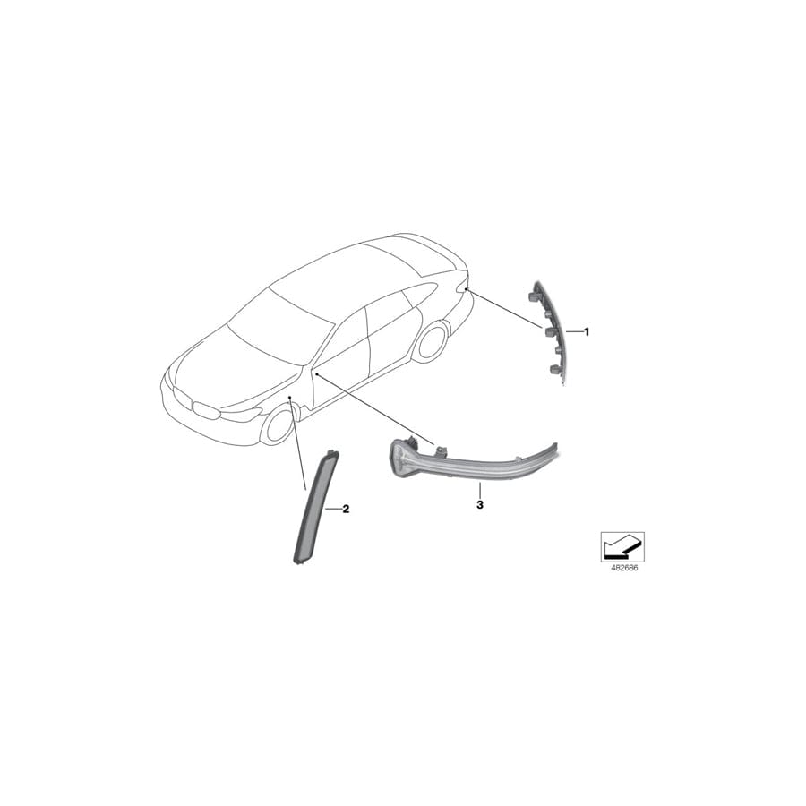 Genuine BMW 63147391647 G32 Reflector Left (Inc. 630iX, 640i & 620dX)