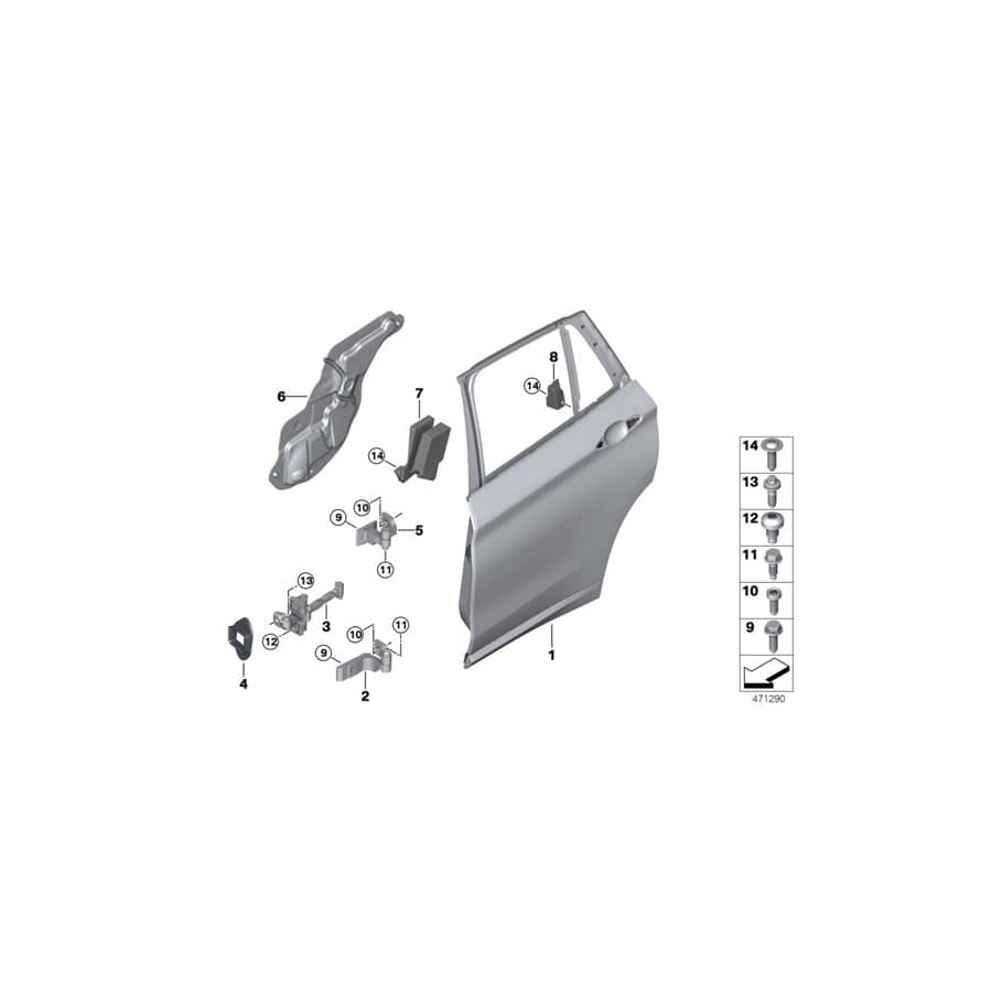 Genuine BMW 51717461350 F48 Crash Pad For Door, Rear Right (Inc. X1 28i & X1 28iX)