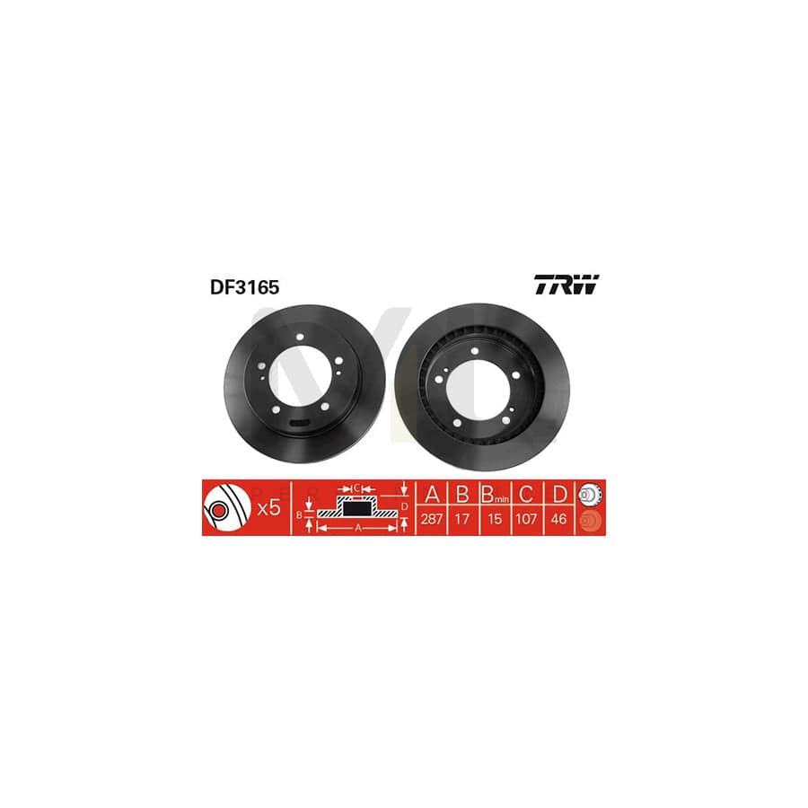 TRW DF3165 Brake Disc Vented, Painted - 1 piece
