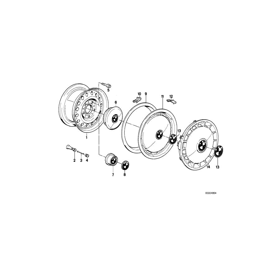 Genuine BMW 36111129381 E34 E24 E28 Steel Rim Schwarz 61/2JX15 ET:20 (Inc. 735iL, 730iL & 525td)
