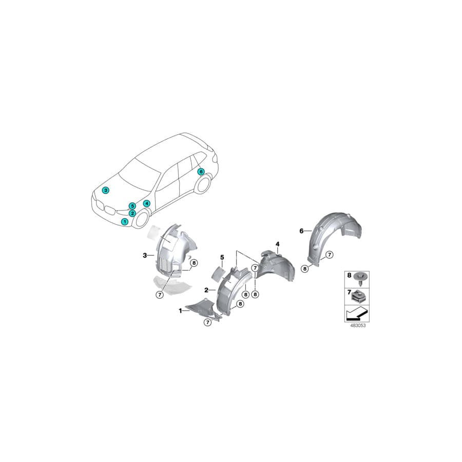 Genuine BMW 51717443105 Cover, Wheell Housing, Rear Left (Inc. X4)
