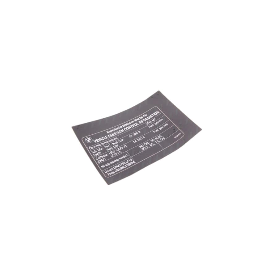 Genuine BMW 71228648190 F10 F13 F07 Label "Exhaust Emission" MY16 (Inc. 640iX, 640i & 535iX)