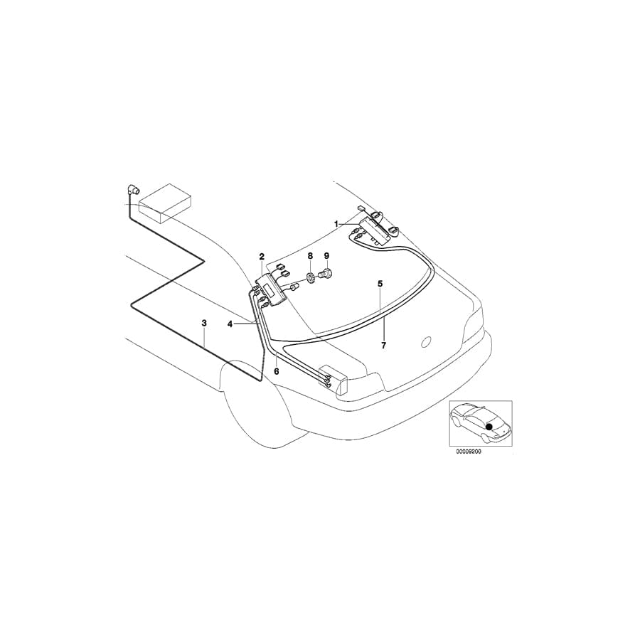 Genuine BMW 65258360720 E39 Antenna Cable Diversity 3840mm (Inc. 540i, 520i & 535i)