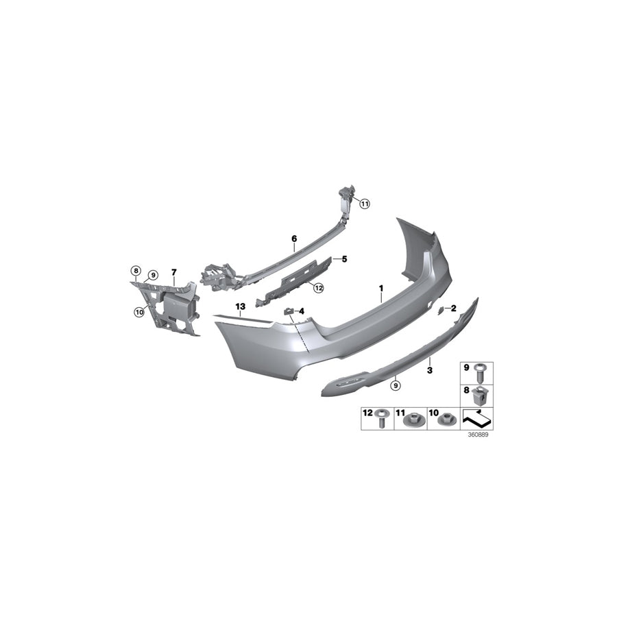 Genuine BMW 51128057177 Trim Panel, Bumper, Rear, Bottom (Inc. 340i, 340iX & 335i)