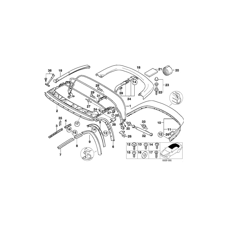 Genuine BMW 54318412408 E36 Scraper, Internal Head Lining Right (Inc. Z3)