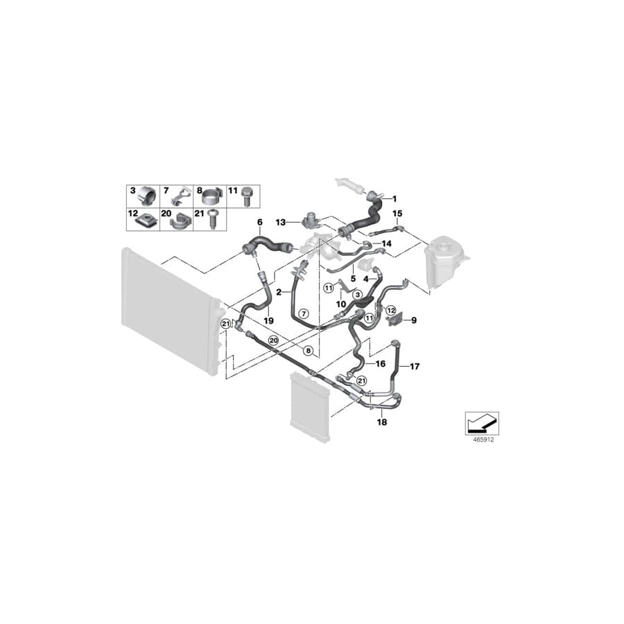 Genuine BMW 17128514219 F15 F16 Hose, Radiator Top-Thermostat (Inc. X5 40dX & X6 40dX)