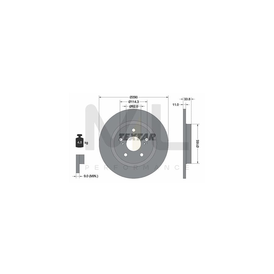 TEXTAR 92195200 Brake Disc for TOYOTA AVENSIS Solid, without wheel hub, without wheel studs - 1 piece