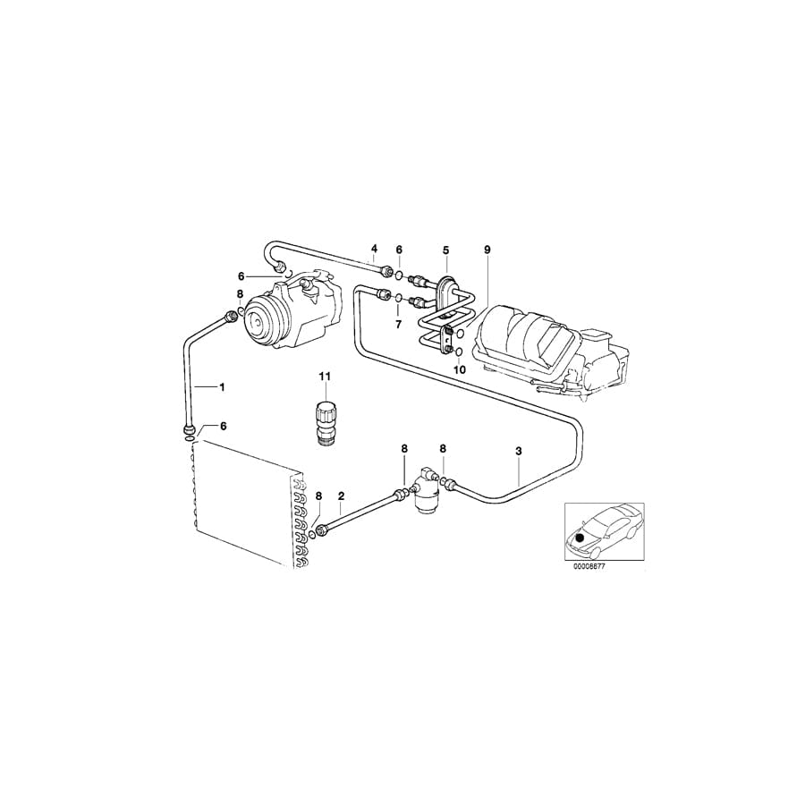 Genuine BMW 64538391785 E36 Pipe-Dryer Pressure Hose (Inc. M3)