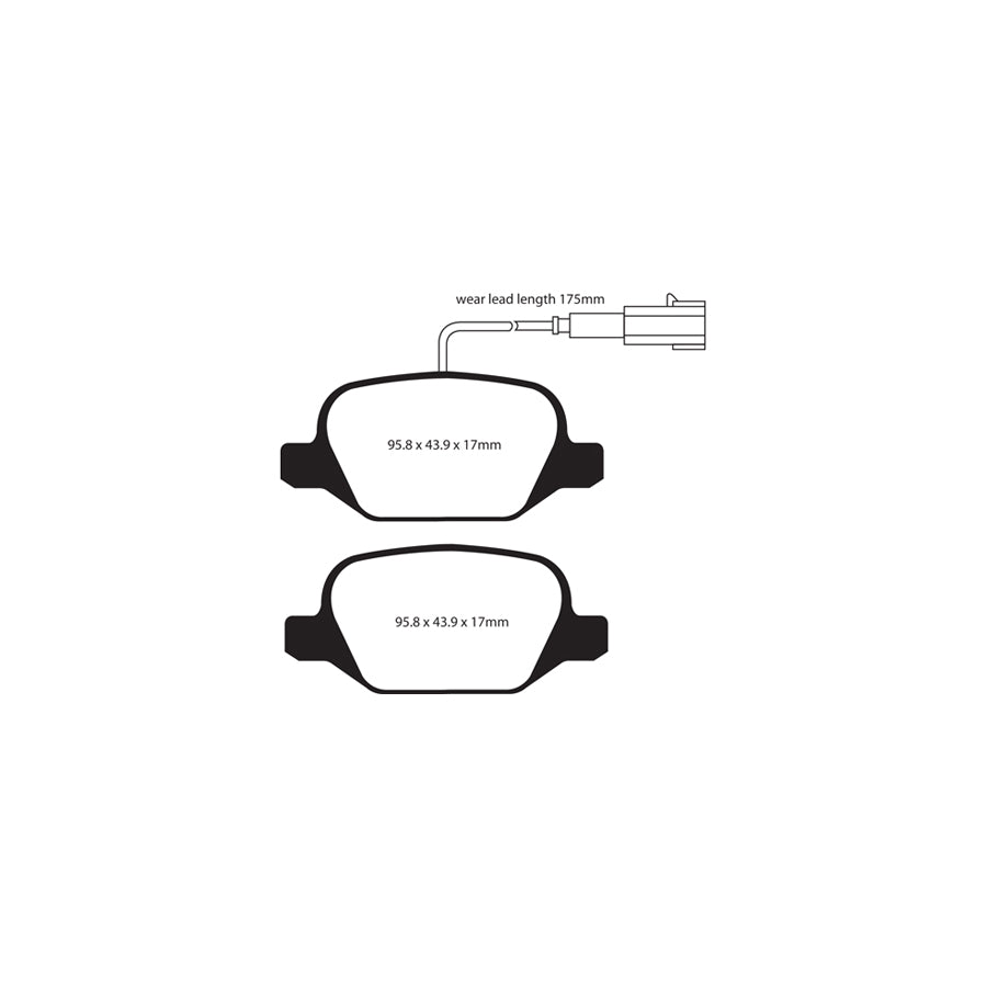 EBC PD13KR017 Alfa Romeo MiTo Yellowstuff Rear Brake Pad & GD Disc Kit - TRW Caliper 2 | ML Performance UK Car Parts