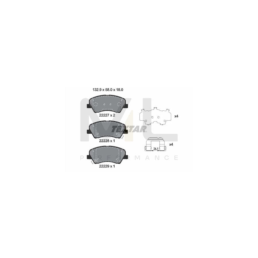TEXTAR 2222701 Brake pad set incl. wear warning contact, with accessories