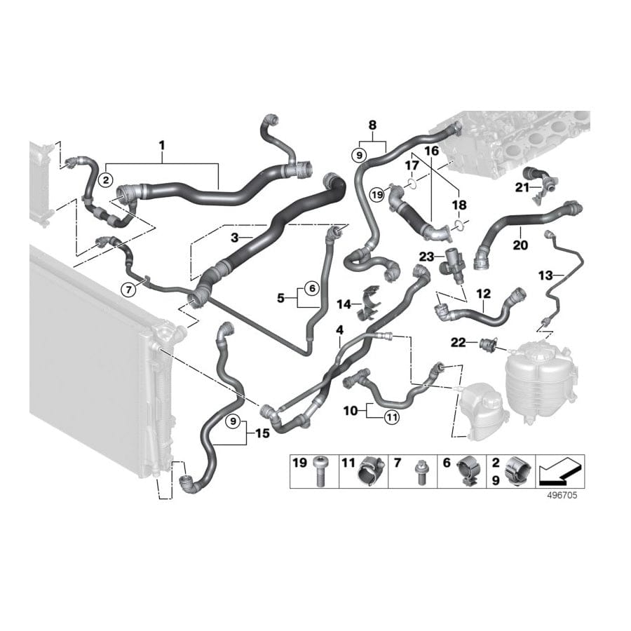 Genuine BMW 17128654801 G29 Hose, Radiator (Inc. Z4 30i)