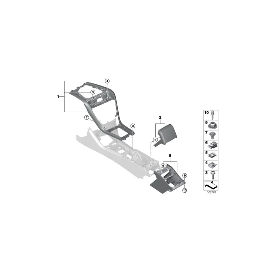 Genuine BMW 51168094346 F93 Console, Miko, Rear, Silverstone (Inc. M8)