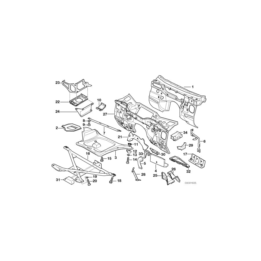 Genuine BMW 51718398509 E36 Lower Battery Closing Panel (Inc. Z3)