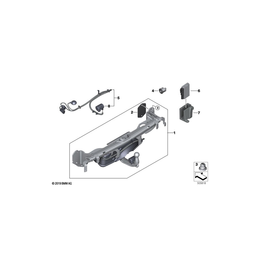 Genuine BMW 51129878922 G20 G21 Plug-In Socket WESTFALIA (Inc. 330dX, 318d & 330i)