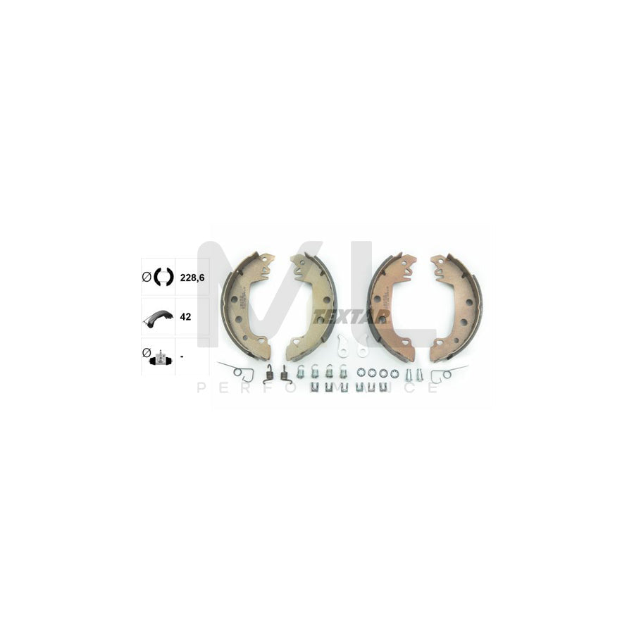TEXTAR 91029200 Brake Shoe Set without handbrake lever, with accessories