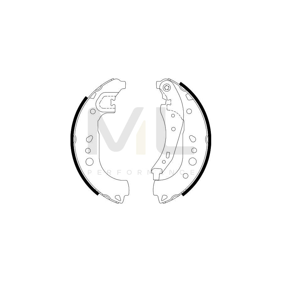 HELLA 8DB 355 022-281 Brake Shoe Set with handbrake lever | ML Performance Car Parts