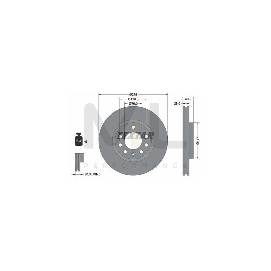 TEXTAR 92156400 Brake Disc Internally Vented, without wheel hub, without wheel studs - 1 piece