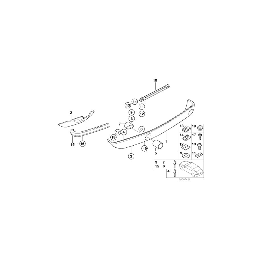 Genuine BMW 51128258713 E52 Tailpipe Tip (Inc. Alpina V8 & Z8)