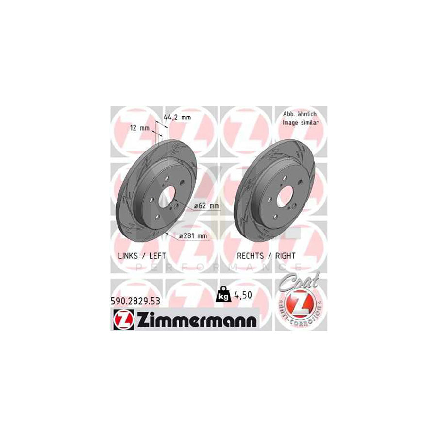 ZIMMERMANN 590.2829.53 Brake Disc Slotted, Solid, Coated - 1 piece