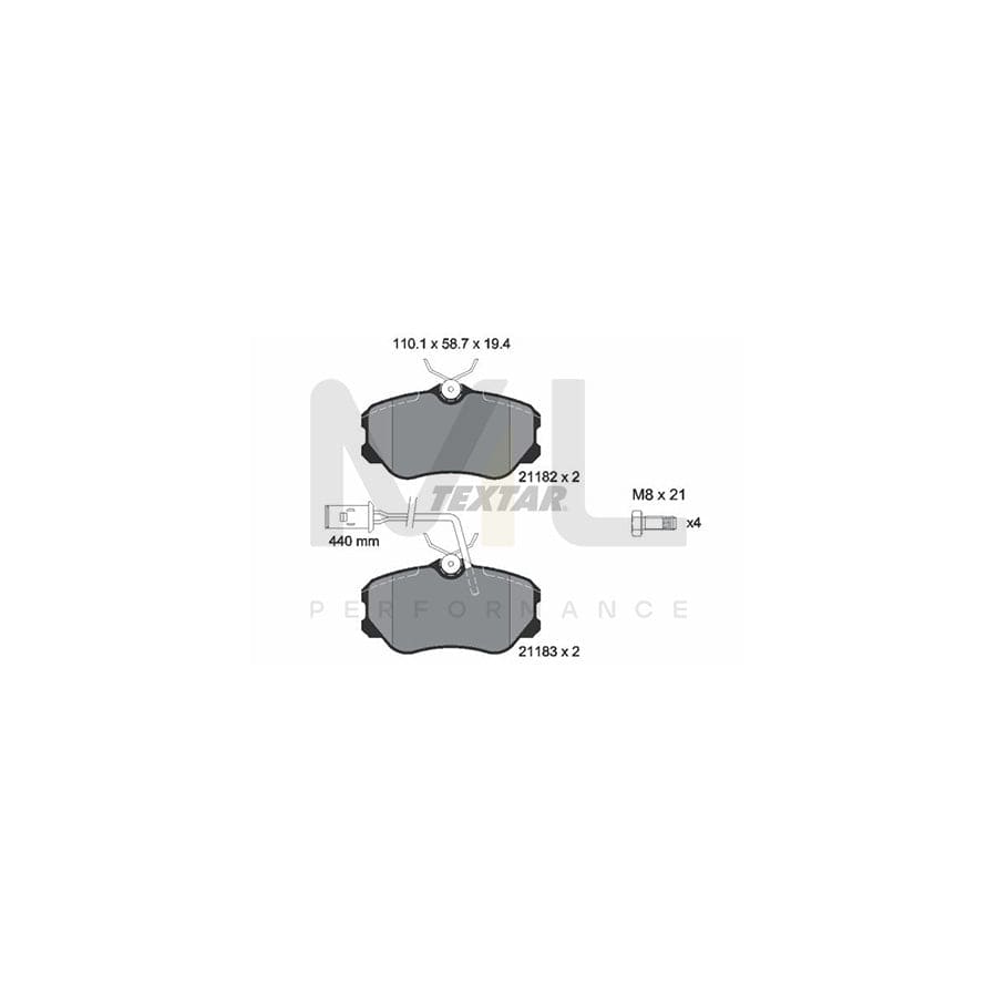 TEXTAR 2118204 Brake pad set for ALFA ROMEO 164 (164) with integrated wear warning contact, with brake caliper screws