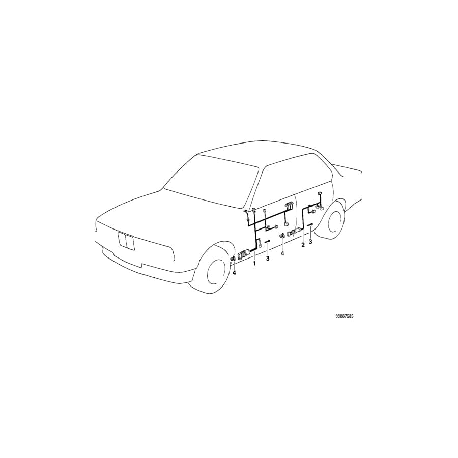 Genuine BMW 61128351735 E34 Rear Left Door Cable Harness (Inc. 530i, M5 & 540i)