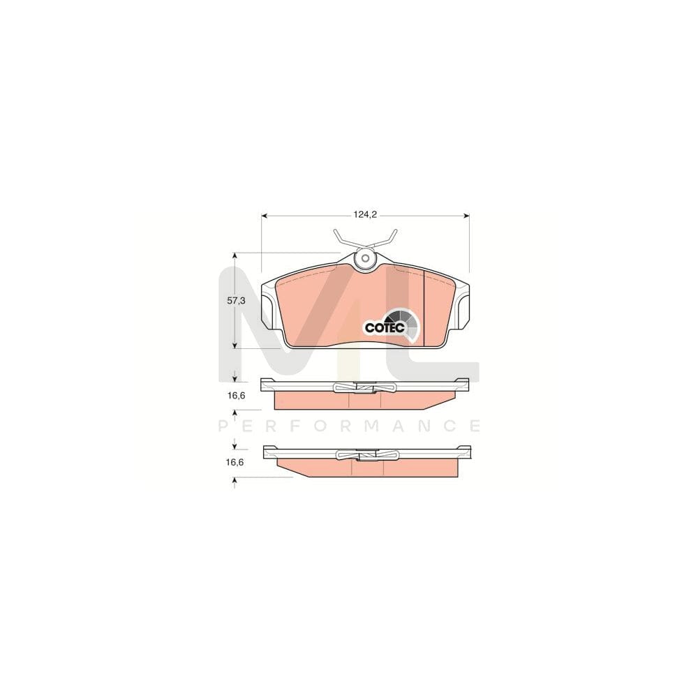 TRW Cotec Gdb3168 Brake Pad Set Not Prepared For Wear Indicator, With Brake Caliper Screws, With Accessories