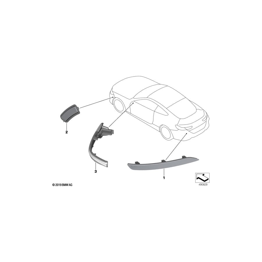 Genuine BMW 63147471138 G15 G16 G14 Side Marker Reflector Right (Inc. 840i, M850iX & 840iX)