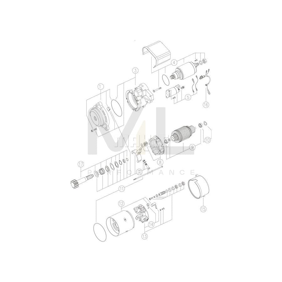 MAHLE ORIGINAL MS 76 Starter motor 12V 6,5kW, Teeth Quant.: 12 | ML Performance Car Parts