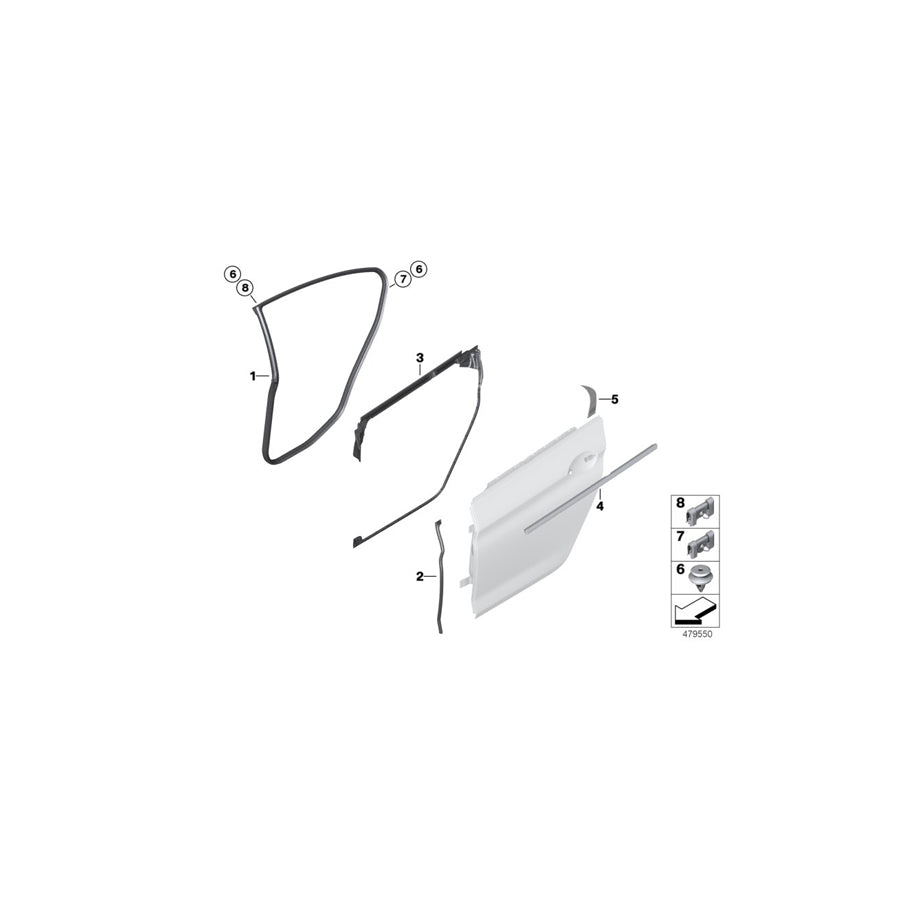 Genuine BMW 51357275318 Window Well Strip, Outer, Door, Rear Rgt CHROM (Inc. 650i, 640i & 640dX)