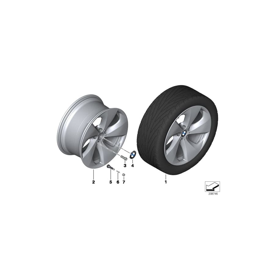 Genuine BMW 36116797584 E70 Disk Wheel, Light Alloy, Rear Right 11JX20 ET:37 (Inc. X5)