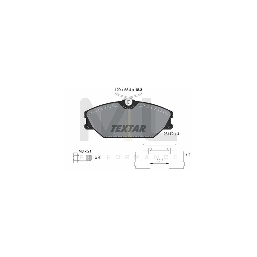 TEXTAR 2317203 Brake pad set not prepared for wear indicator, with brake caliper screws, with accessories