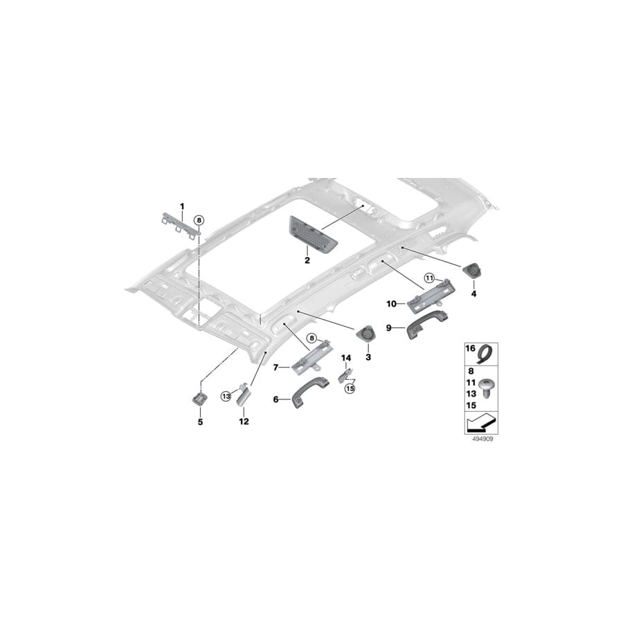 Genuine BMW 51447451373 G07 Bracket, Front Left Grab Handle (Inc. X7 40iX, X7 30dX & X7 M50dX)