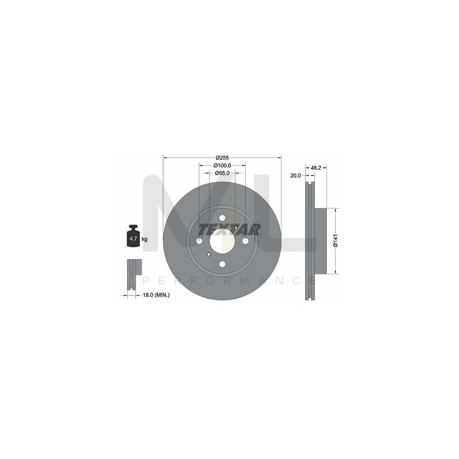 TEXTAR 92199900 Brake Disc Internally Vented, without wheel hub, without wheel studs - 1 piece