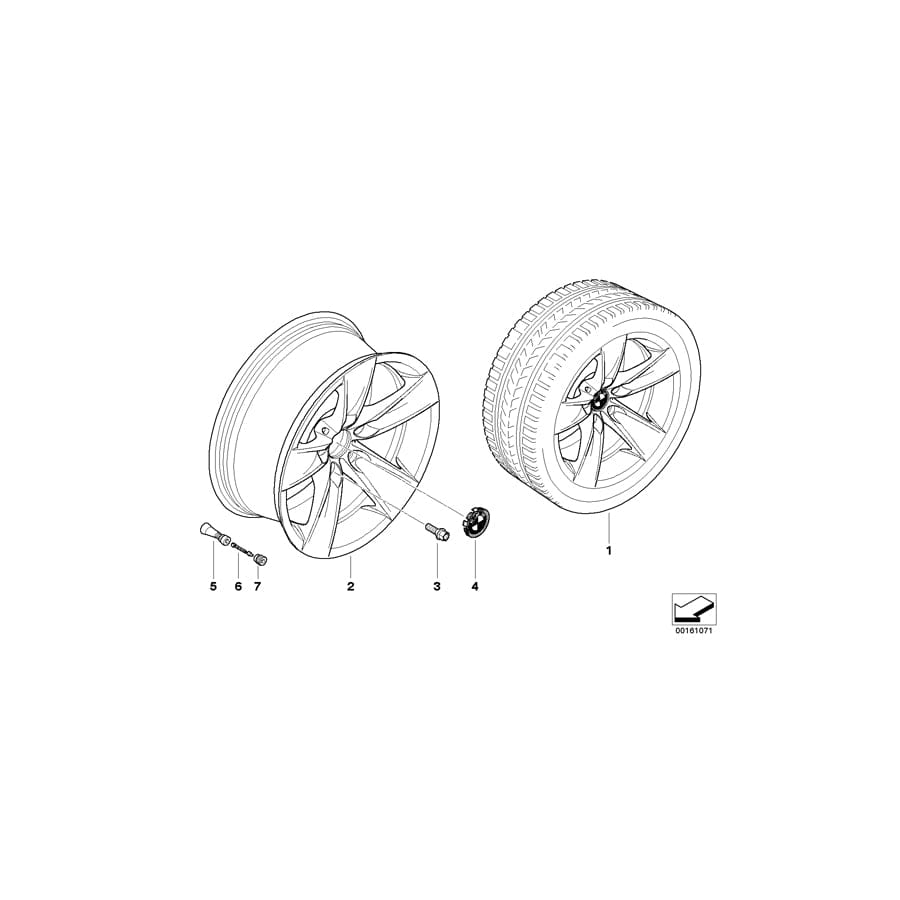 Genuine BMW 36116777761 E60 E61 Light Alloy Rim 8JX18 ET:43 (Inc. 528xi, 530xd & 525xd)