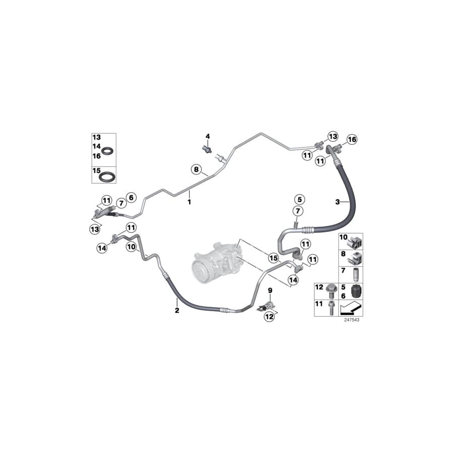 Genuine BMW 64509224833 E89 Pressure Hose,Condenser,Evaporator (Inc. Z4)