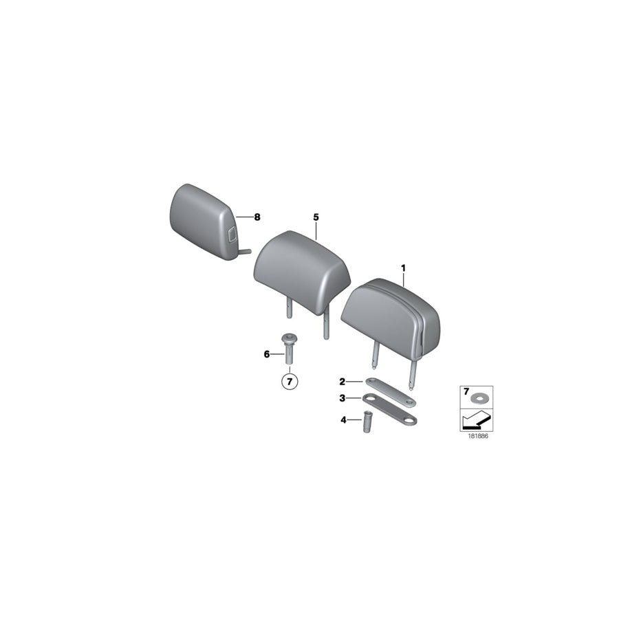 Genuine BMW 52207217145 F03 F01 Guide, Headrest OYSTER (Inc. Alpina B7LX, 730Ld & 740Li)