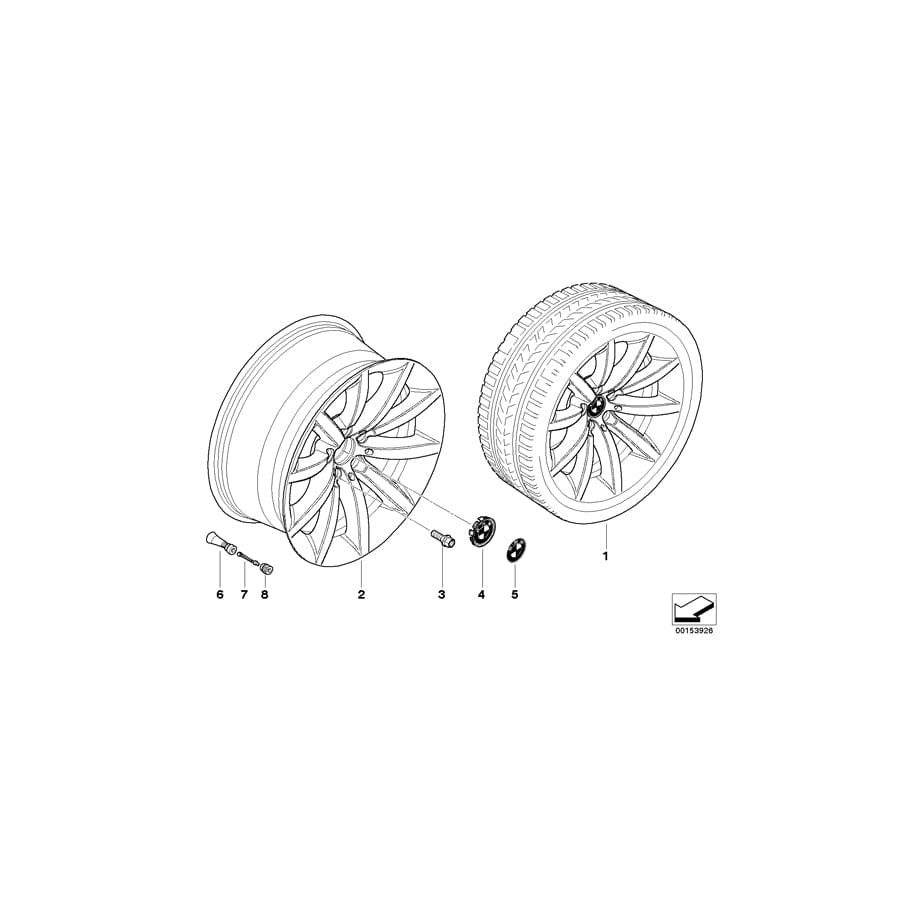 Genuine BMW 36116774705 E65 E66 Light Alloy Rim 9JX19 ET:24 (Inc. 745i, 750Li & 735i)