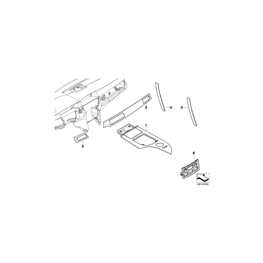 Genuine BMW 51167970240 E61 E60 Cover Centre Console, Rear PIANOLACK SW (Inc. 528xi, 530d & 530xi)