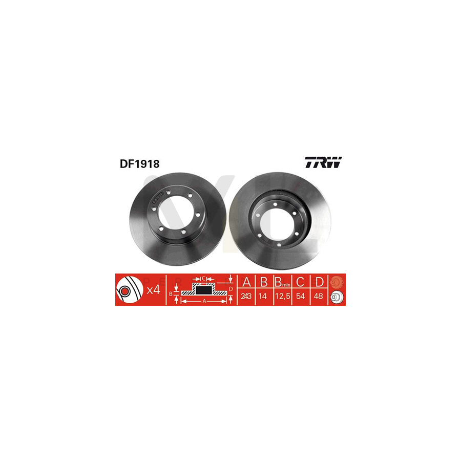 TRW DF1918 Brake Disc for TOYOTA COROLLA Solid - 1 piece