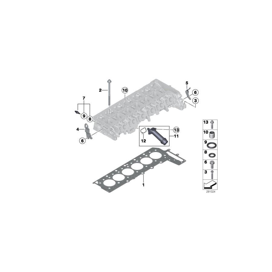Genuine BMW 11128506601 F15 F10 Cylinder Head Gasket Asbestos-Free 1-LOCH (Inc. X6 M50dX, X5 M50dX & 750dX)