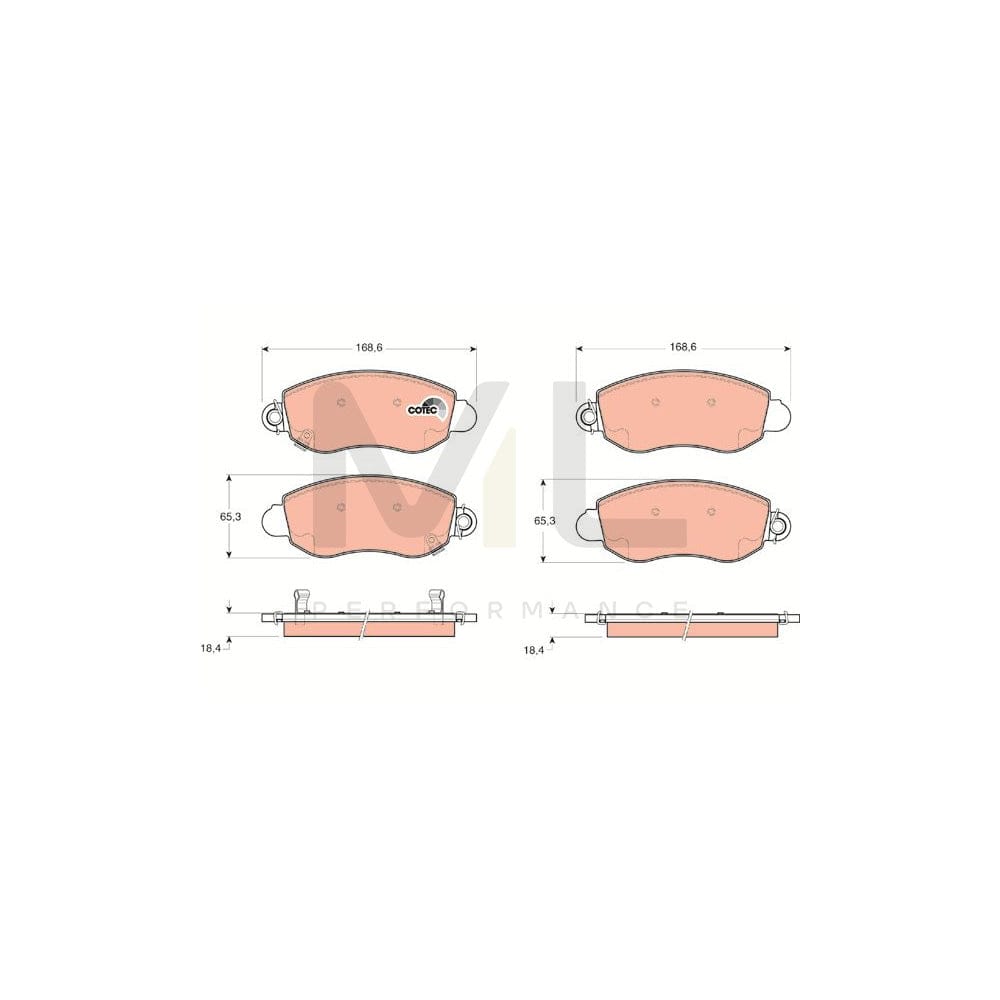 TRW Cotec Gdb1424 Brake Pad Set For Ford Transit With Acoustic Wear Warning