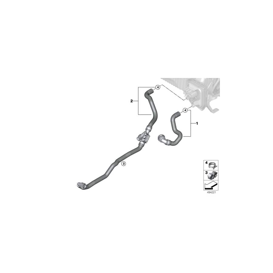 Genuine BMW 64219398952 G20 G21 Coolant Hose, Supply (Inc. 320i, 320iX & 330i)