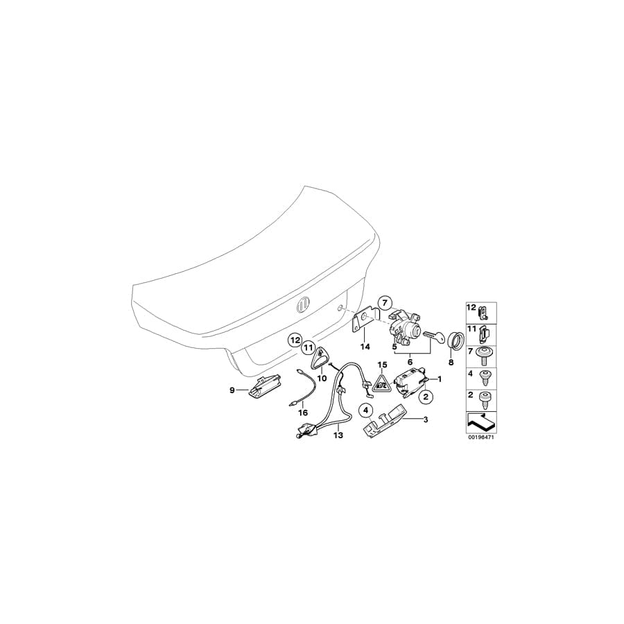 Genuine BMW 51247197487 E85 E60 Bowden Cable, Trunk Lid (Inc. Z4 3.0i, 550i & 523i)