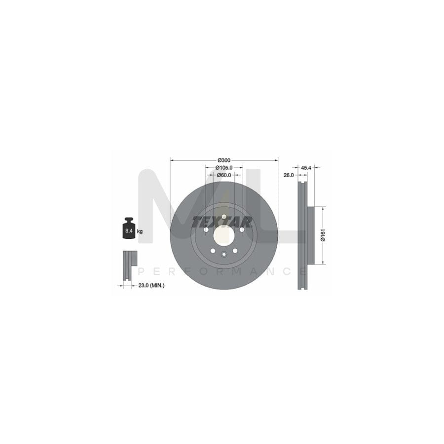 TEXTAR PRO 92277203 Brake Disc Internally Vented, Coated, without wheel hub, without wheel studs - 1 piece