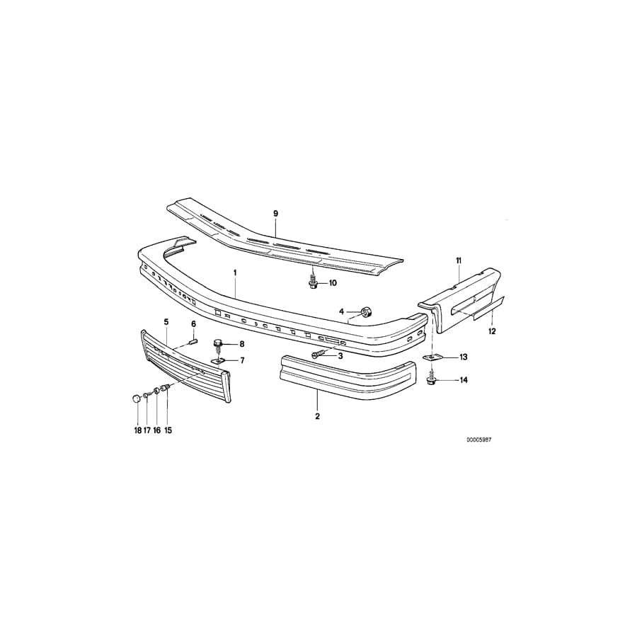 Genuine BMW 51111967618 E24 Rubber Strip, Bumper Front Right (Inc. 635CSi & M635CSi)