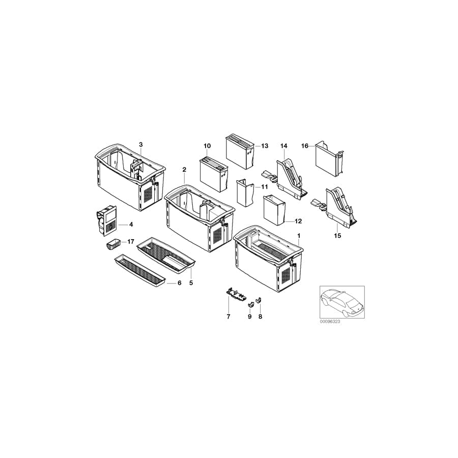 Genuine BMW 51167042555 E65 E66 E67 Oddments Tray, Center Armrest, Mobile (Inc. 735i, Alpina B7 & 760i)