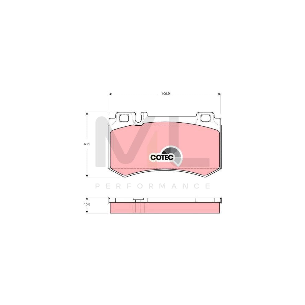 TRW Cotec Gdb1544 Brake Pad Set Prepared For Wear Indicator